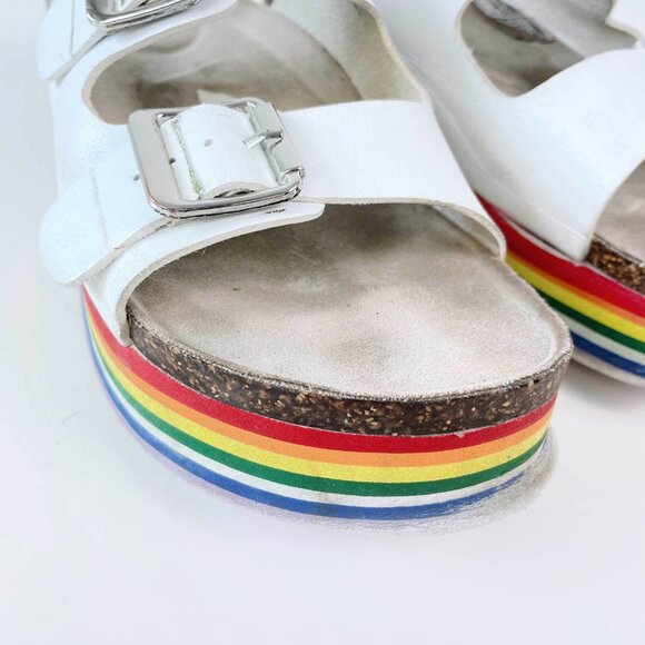 ⚡️SOLD⚡️ madden girl purr rainbow pride platform sandals - Picture 2 of 6